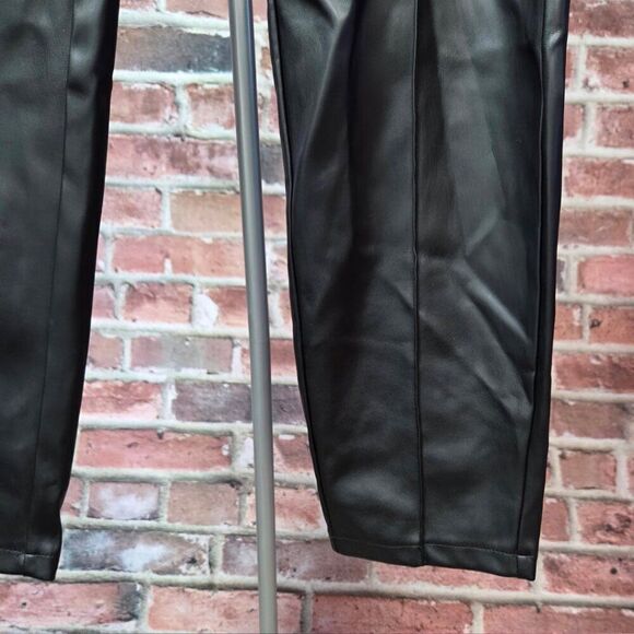 ASOS DESIGN Faux Leather Paneled Pants Black – Size 12 Zip High Waist - Picture 2 of 6